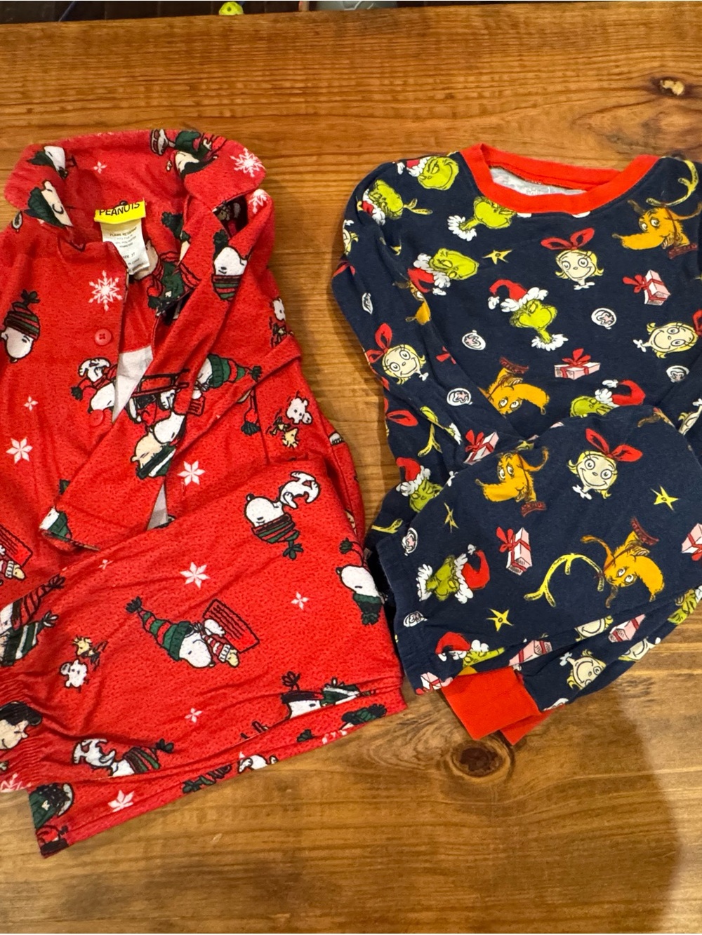 Peanuts Kids Two-Piece Holiday Pajama Set - Red & Navy